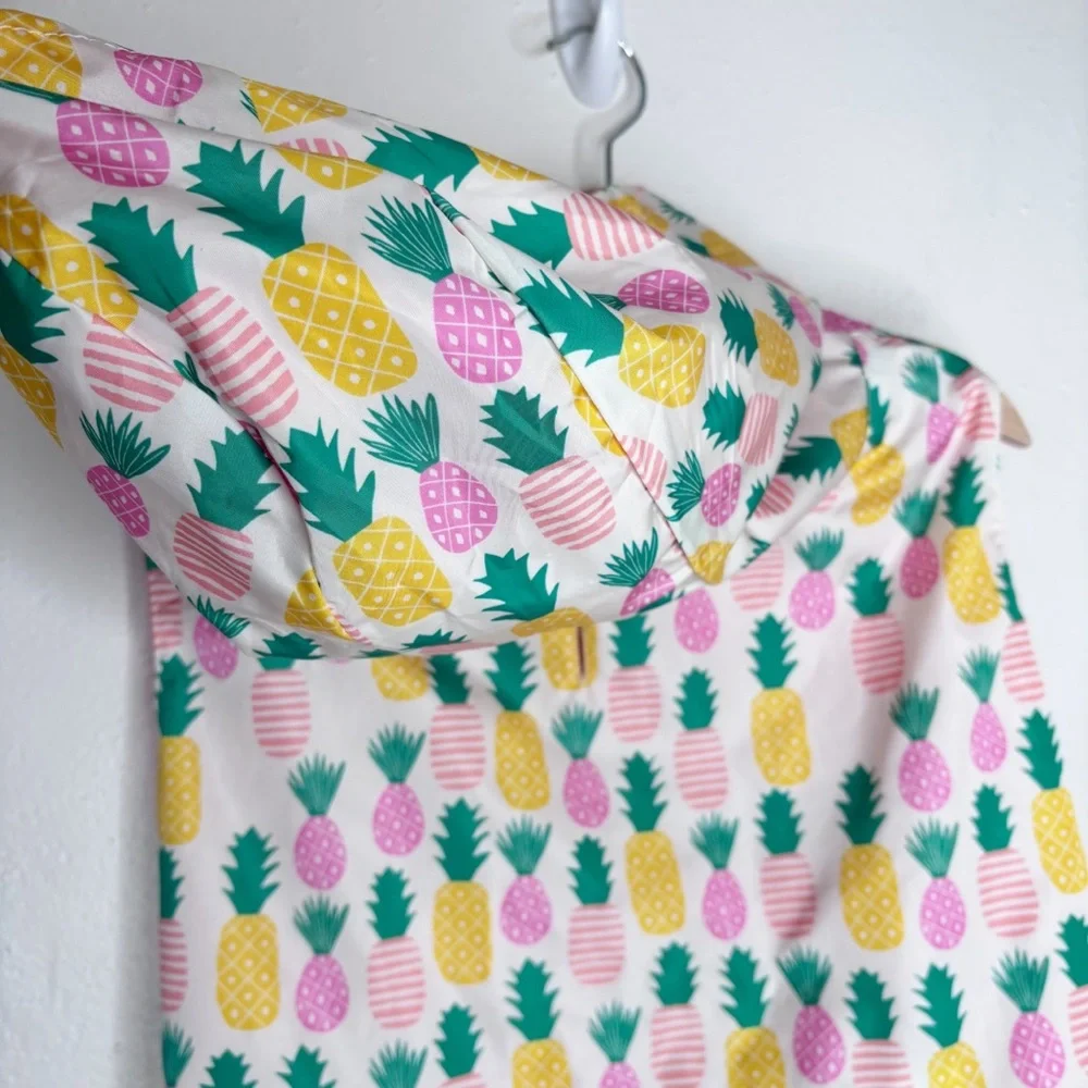 Lucy & Co. Pineapple Hooded Reversible Dog Rain Coat Pink Size XL EUC